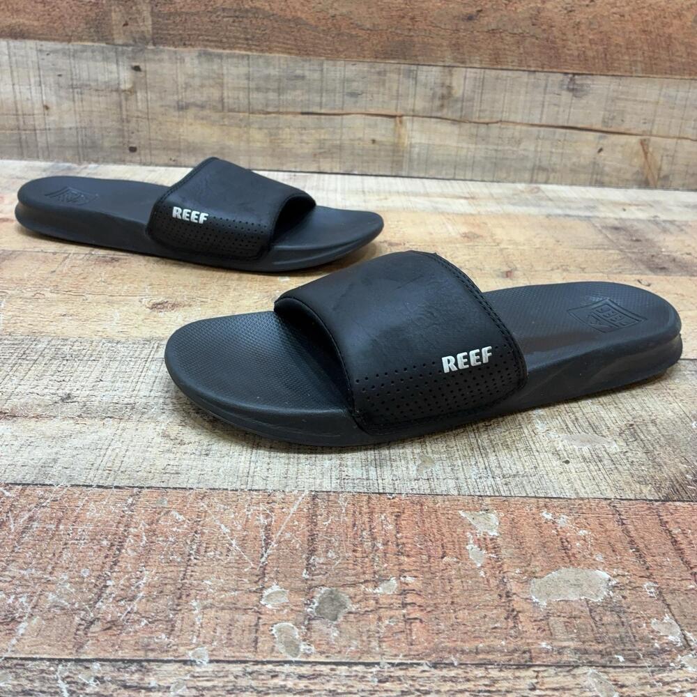 Reef One Slide Sandals Mens Size 8 40 Black Synthetic Comfort Casual Shoes